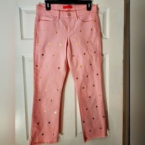 Lilly Pulitzer pink gold polka dot jeans